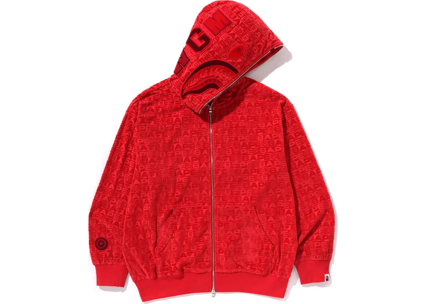 BAPE Lux Sport Pattern Shark Relaxed Fit Full Zip Hoodie Red