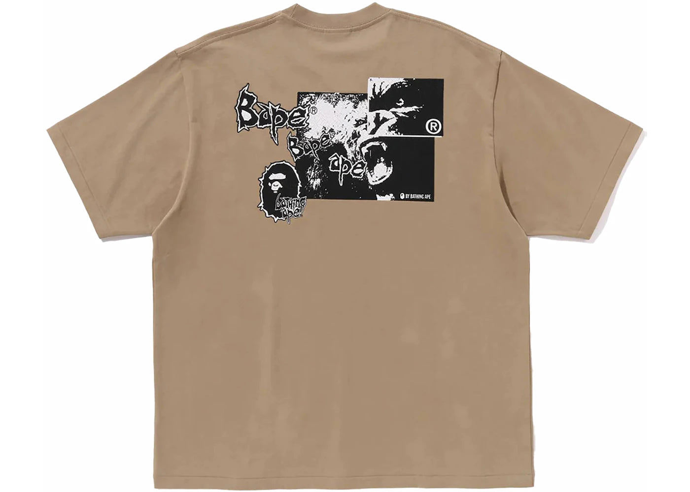 BAPE Mad Ape Graphic Logo Relaxed Fit Tee Beige