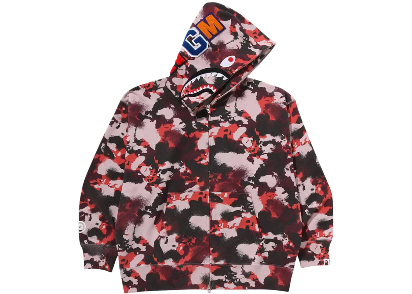BAPE Map Camo Shark Full Zip Hoodie Red