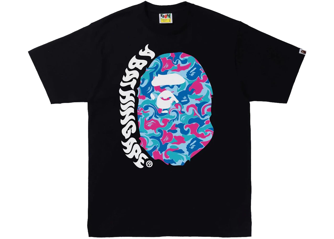BAPE Marble Camo Ape Head Tee Black