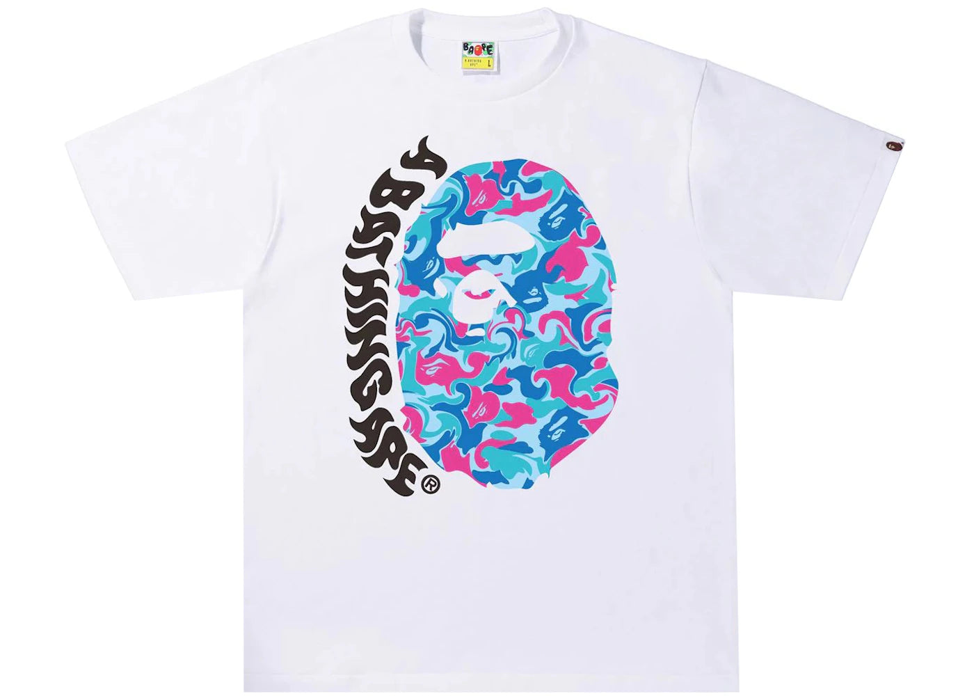 BAPE Marble Camo Ape Head Tee White