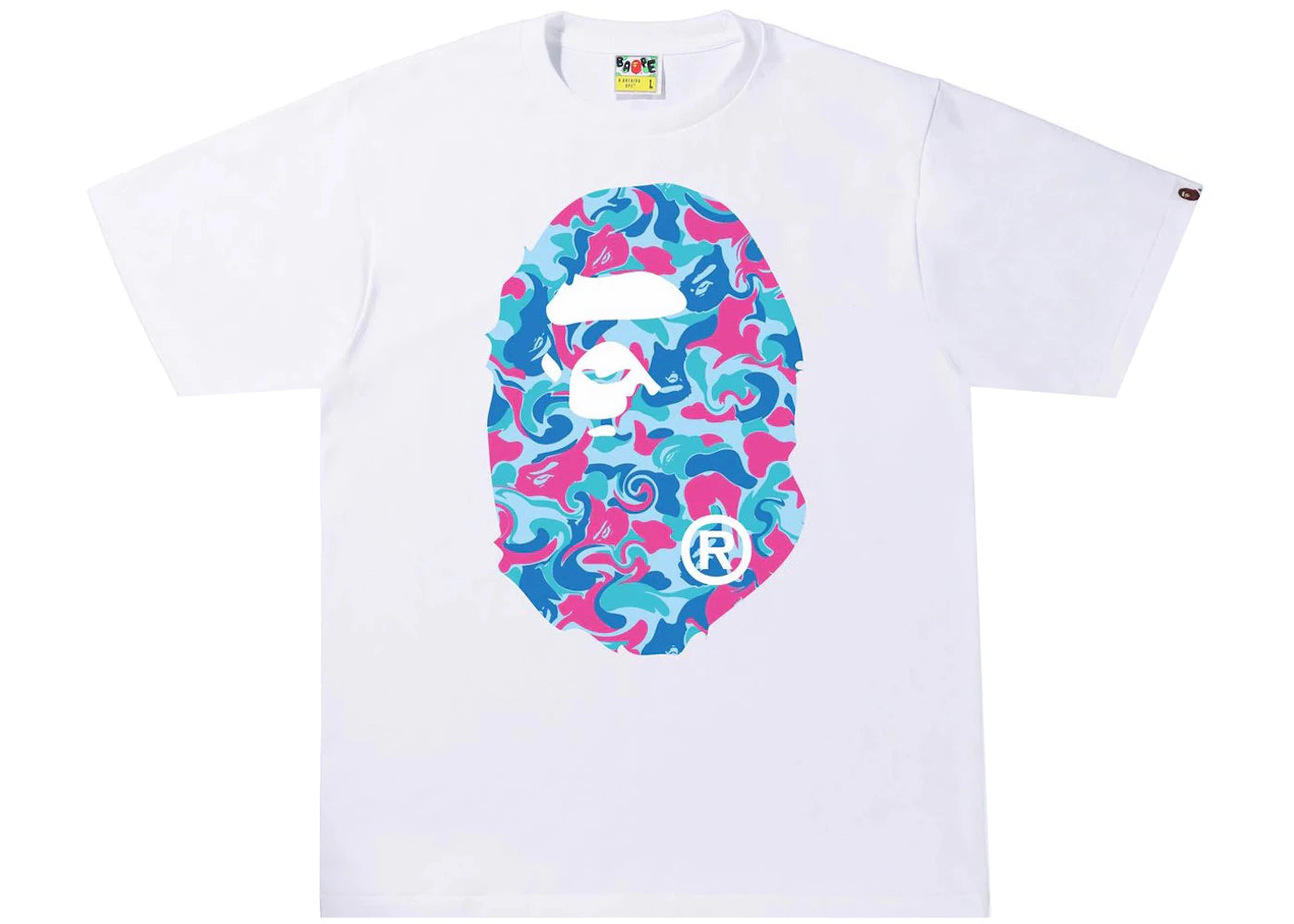 BAPE Marble Camo Big Ape Head Tee White