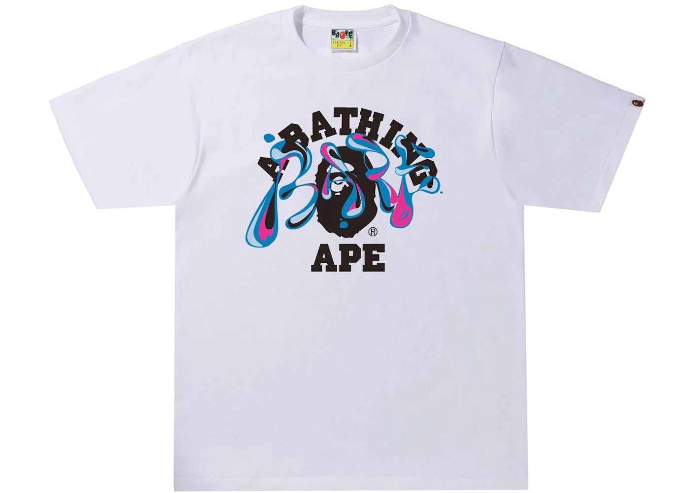 BAPE Marble Camo Liquid College Tee White