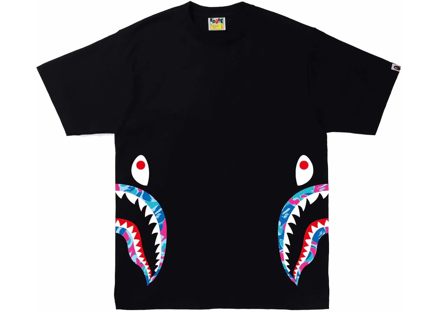 BAPE Marble Camo Side Shark Tee Black