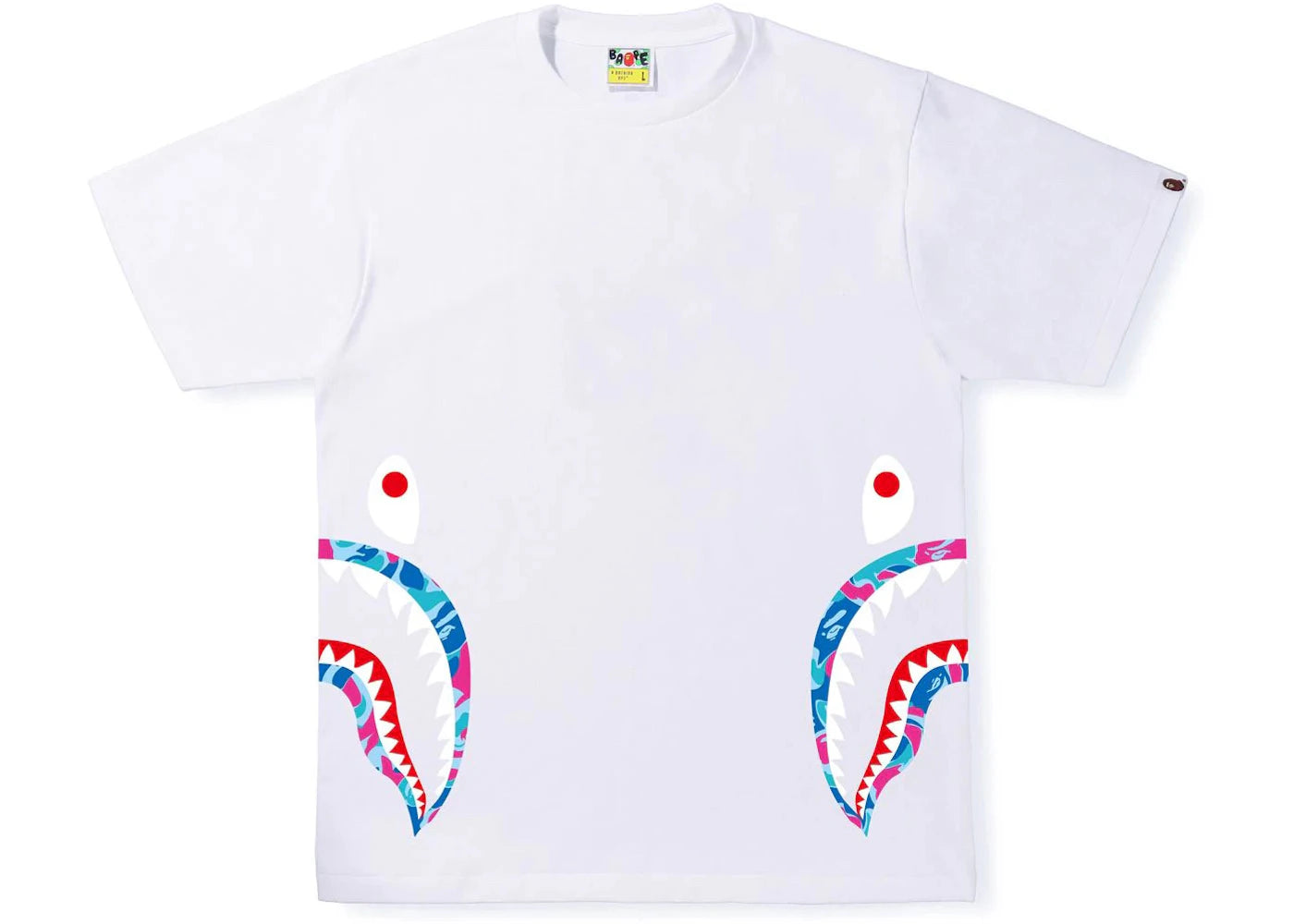 BAPE Marble Camo Side Shark Tee White