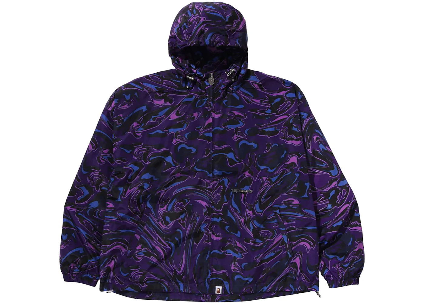 BAPE Marbling Camo Bathing Ape Logo Nylon Hooded Jacket Purple