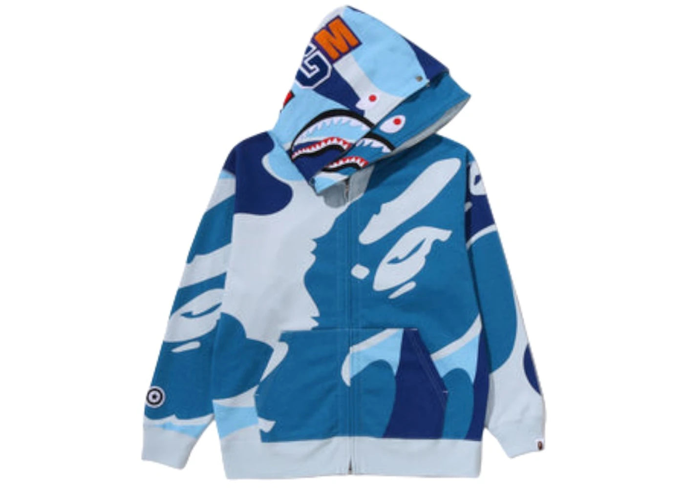 BAPE Mega ABC Camo Double Shark Relaxed Fit Full Zip Hoodie Blue