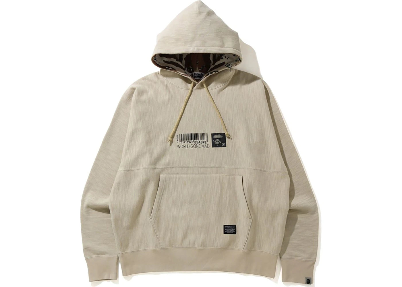 BAPE Military Loose Fit Pullover Hoodie Beige