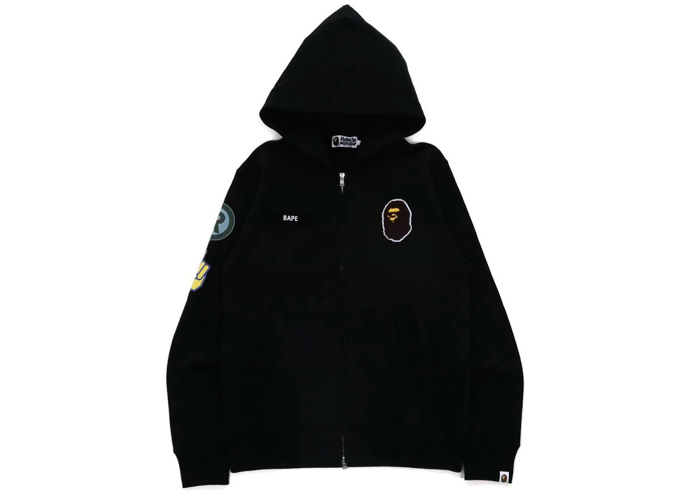 BAPE Military Patch Heavy Weight Zip Hoodie Black