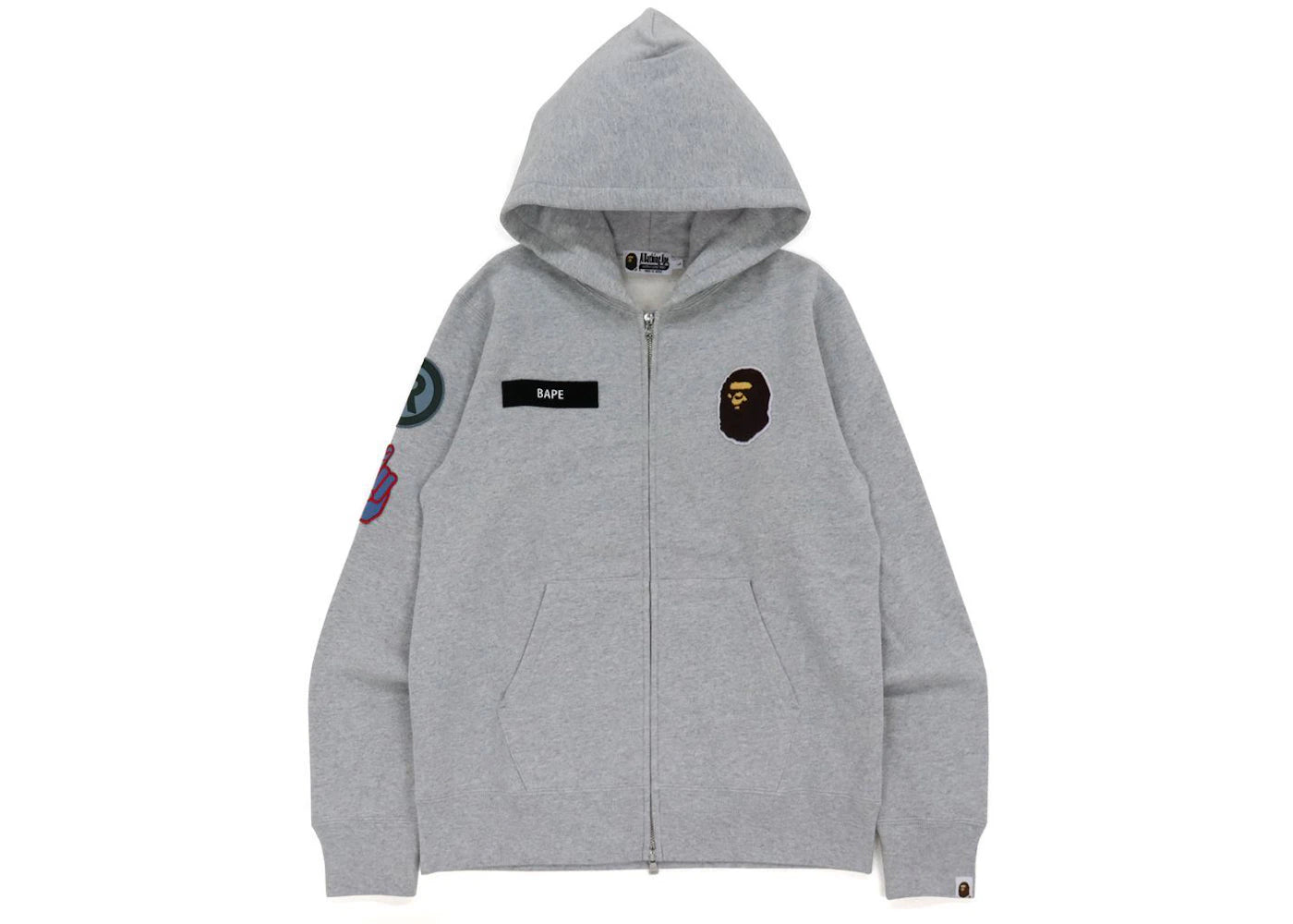 BAPE Military Patch Heavy Weight Zip Hoodie Gray