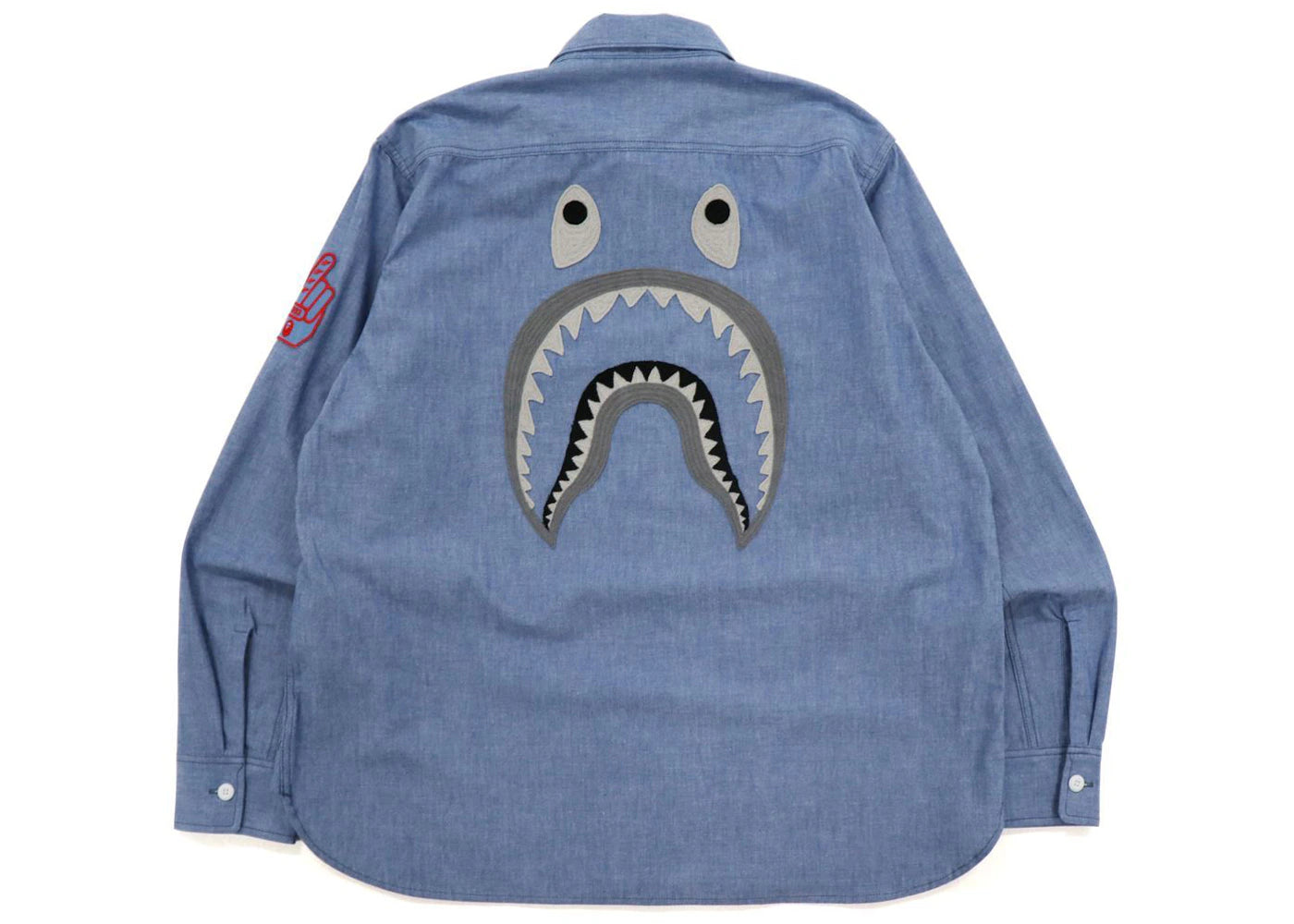 BAPE Military Patch Relaxed Fit Chambray Shirt Light Indigo