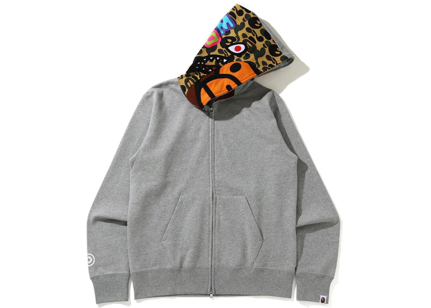 BAPE Milo Shark Full Zip Hoodie Gray