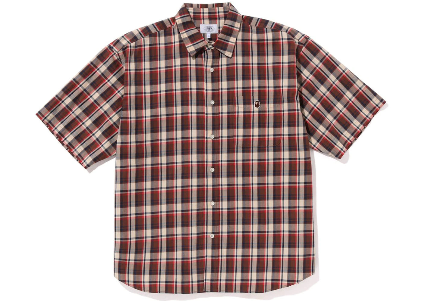 BAPE Mini Ape Head Check Loose Fit S/S Shirt Red