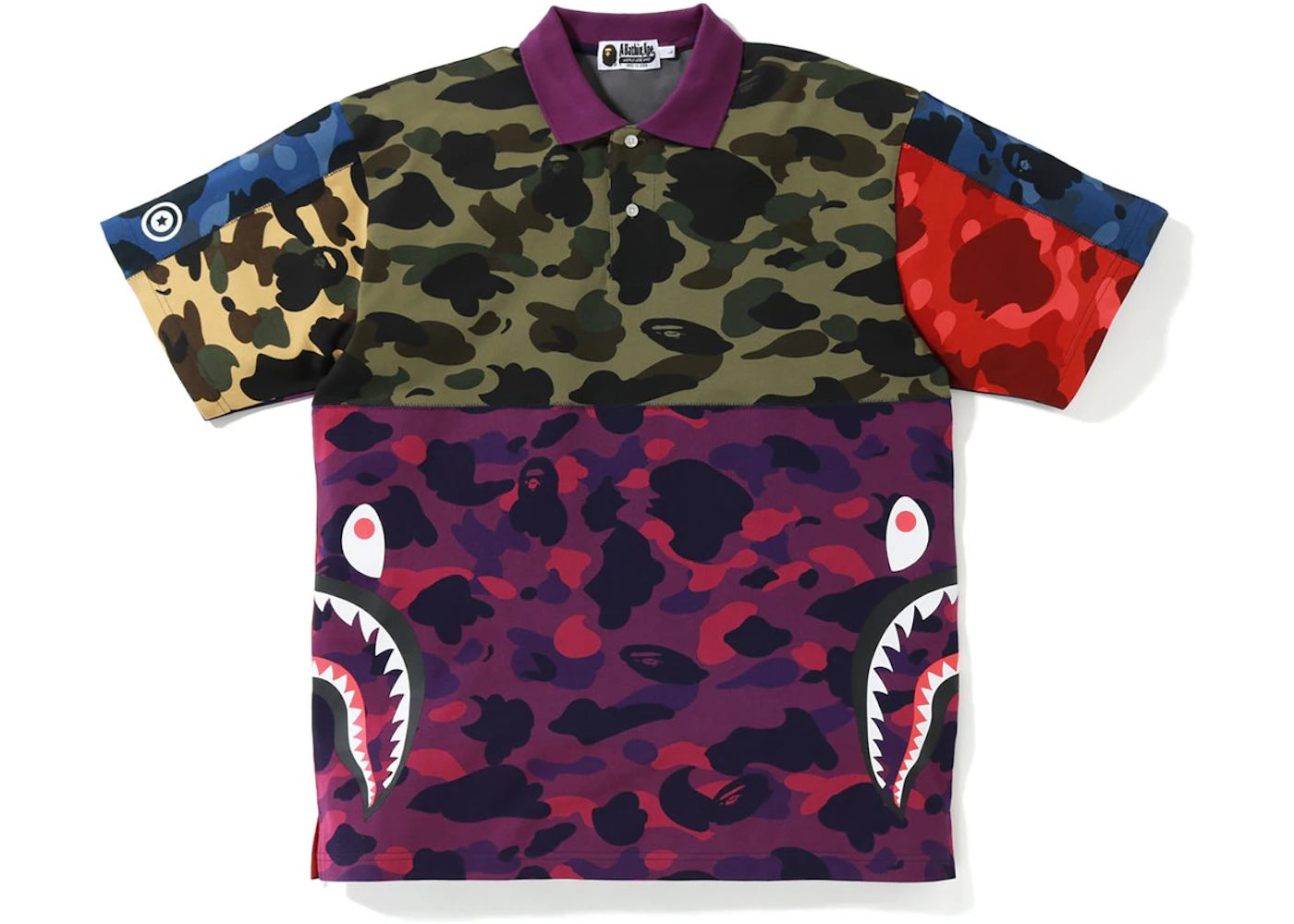 BAPE Mix Camo Relaxed Side Shark Polo Multi