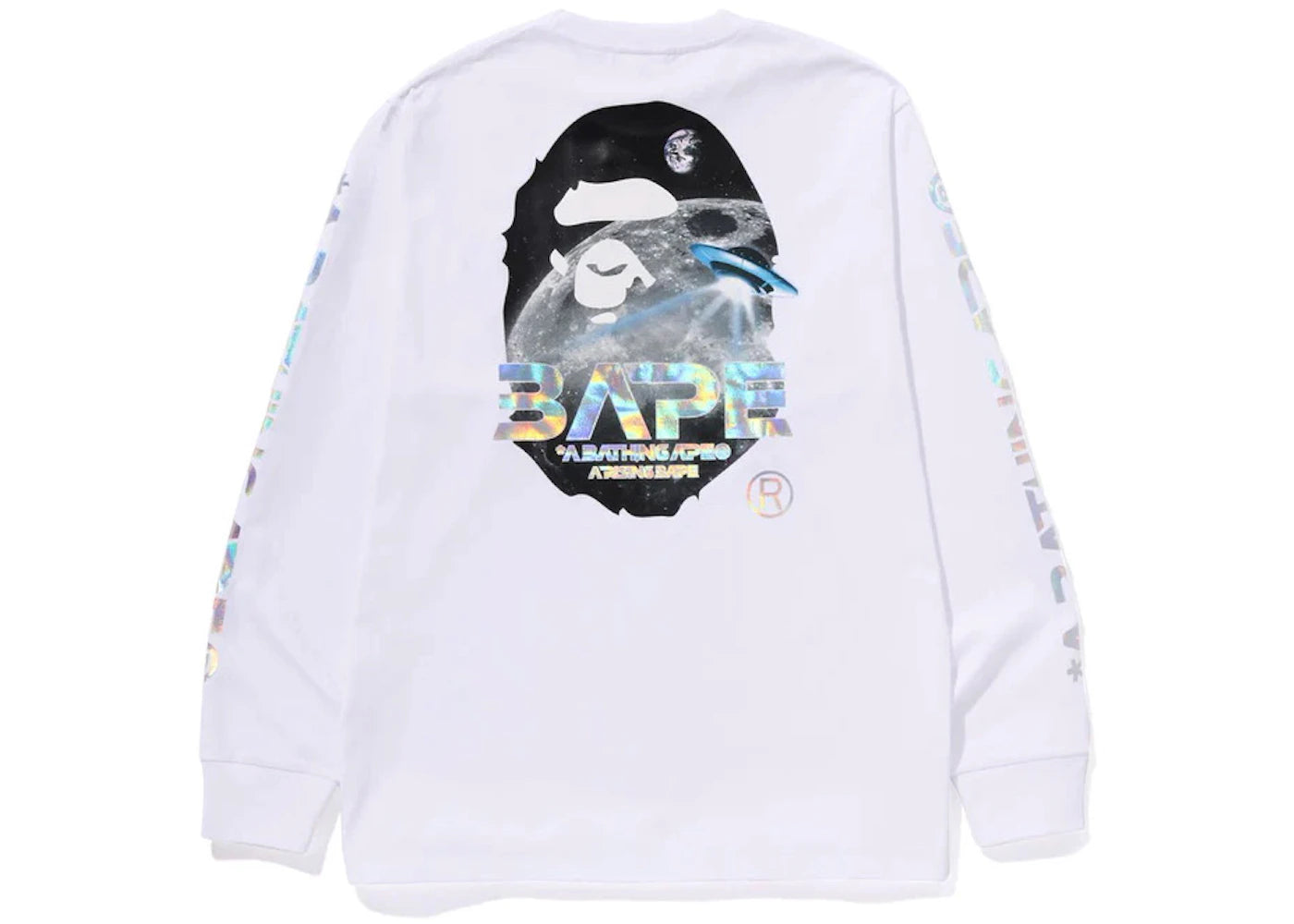 BAPE Moon Photo L/S Tee White
