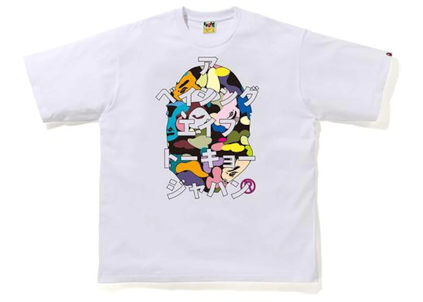 BAPE Multi Camo BAPE Katakana RLX Tee White