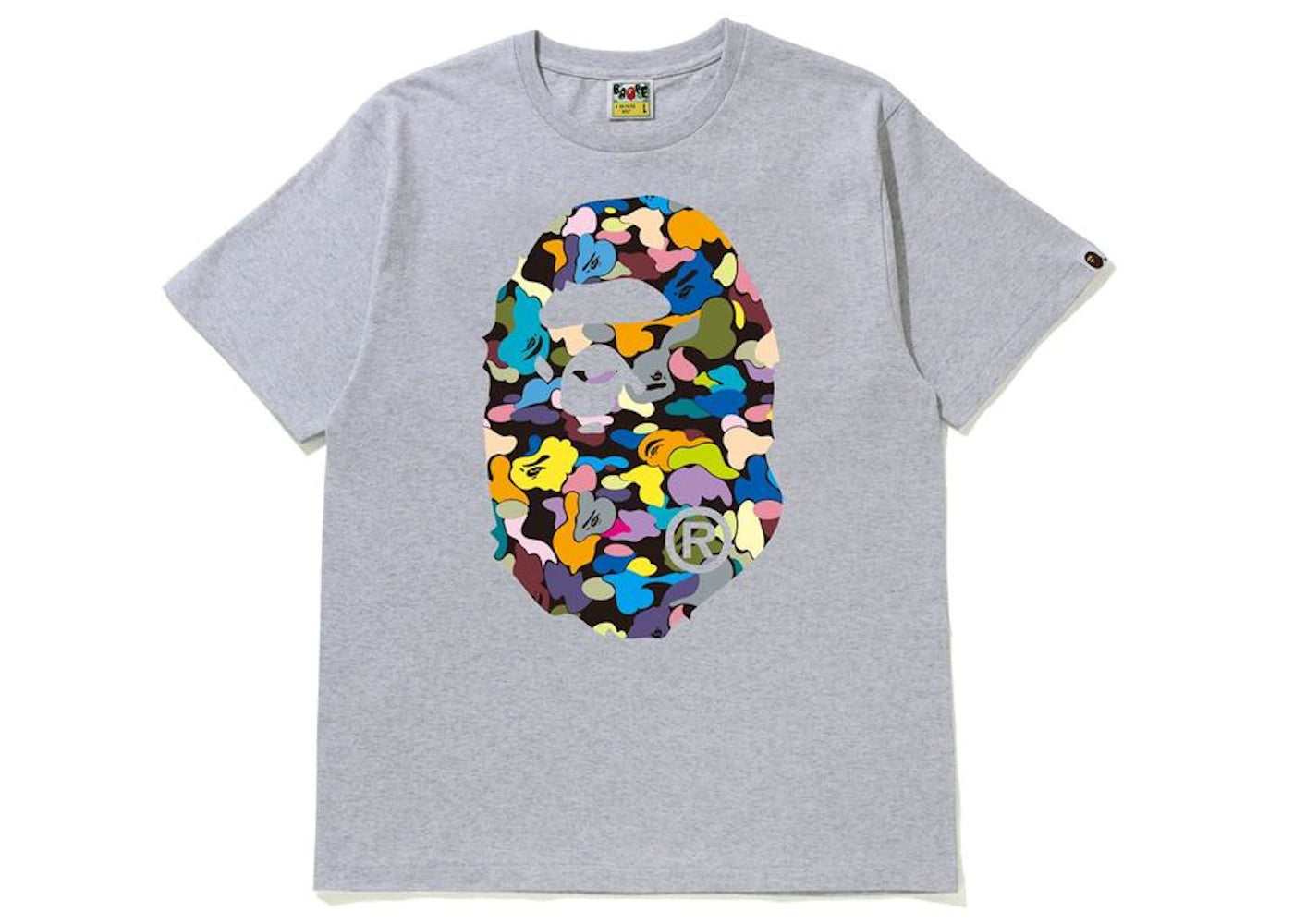 BAPE Multi Camo Big Ape Head Tee Grey