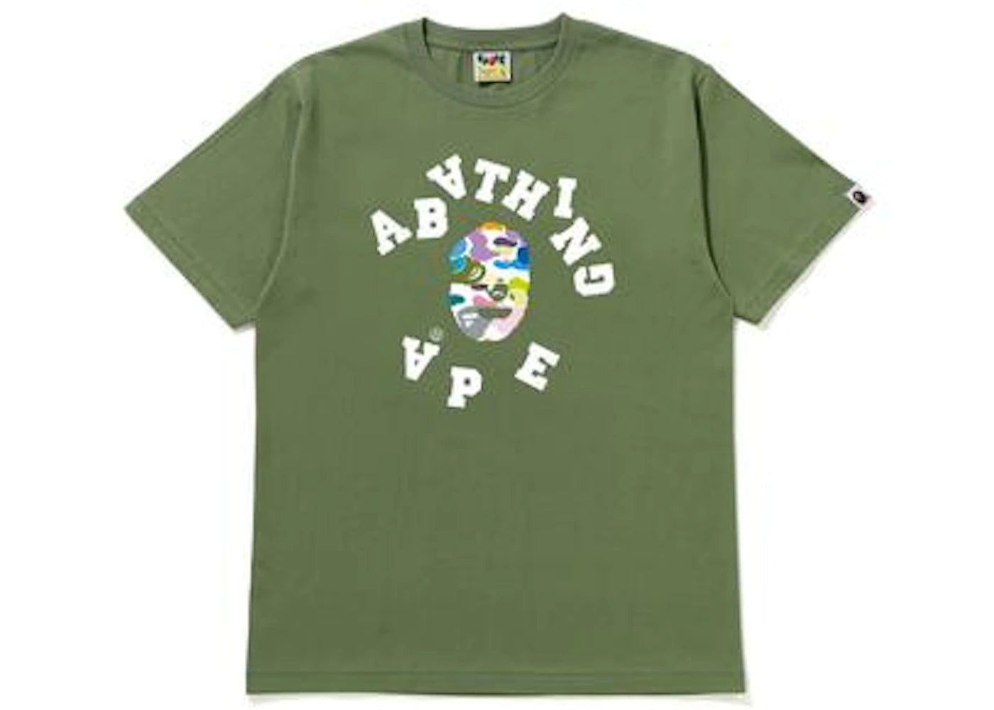 BAPE Multi Camo Broken College Tee Olive