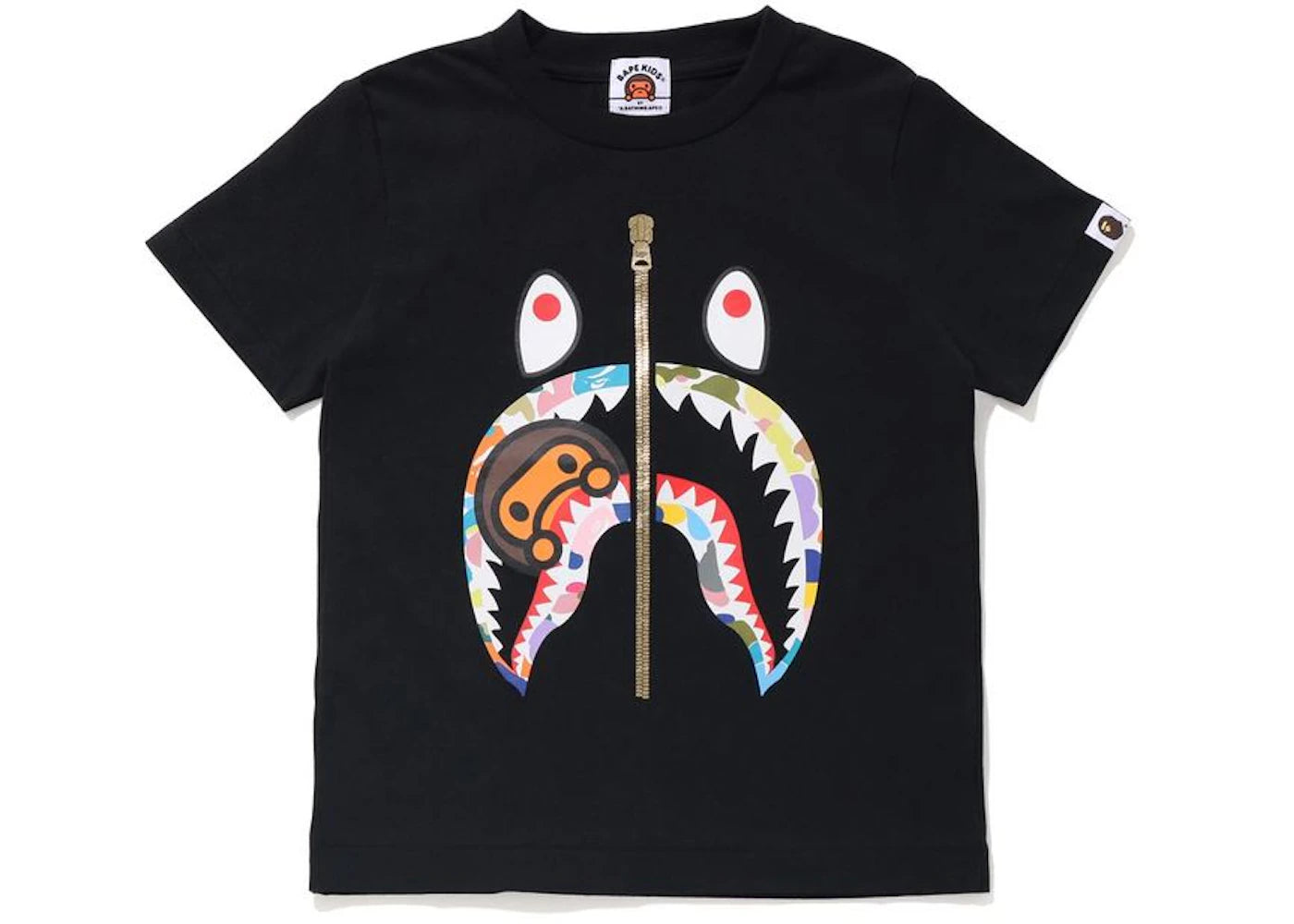 BAPE Multi Camo Milo Shark Tee Black