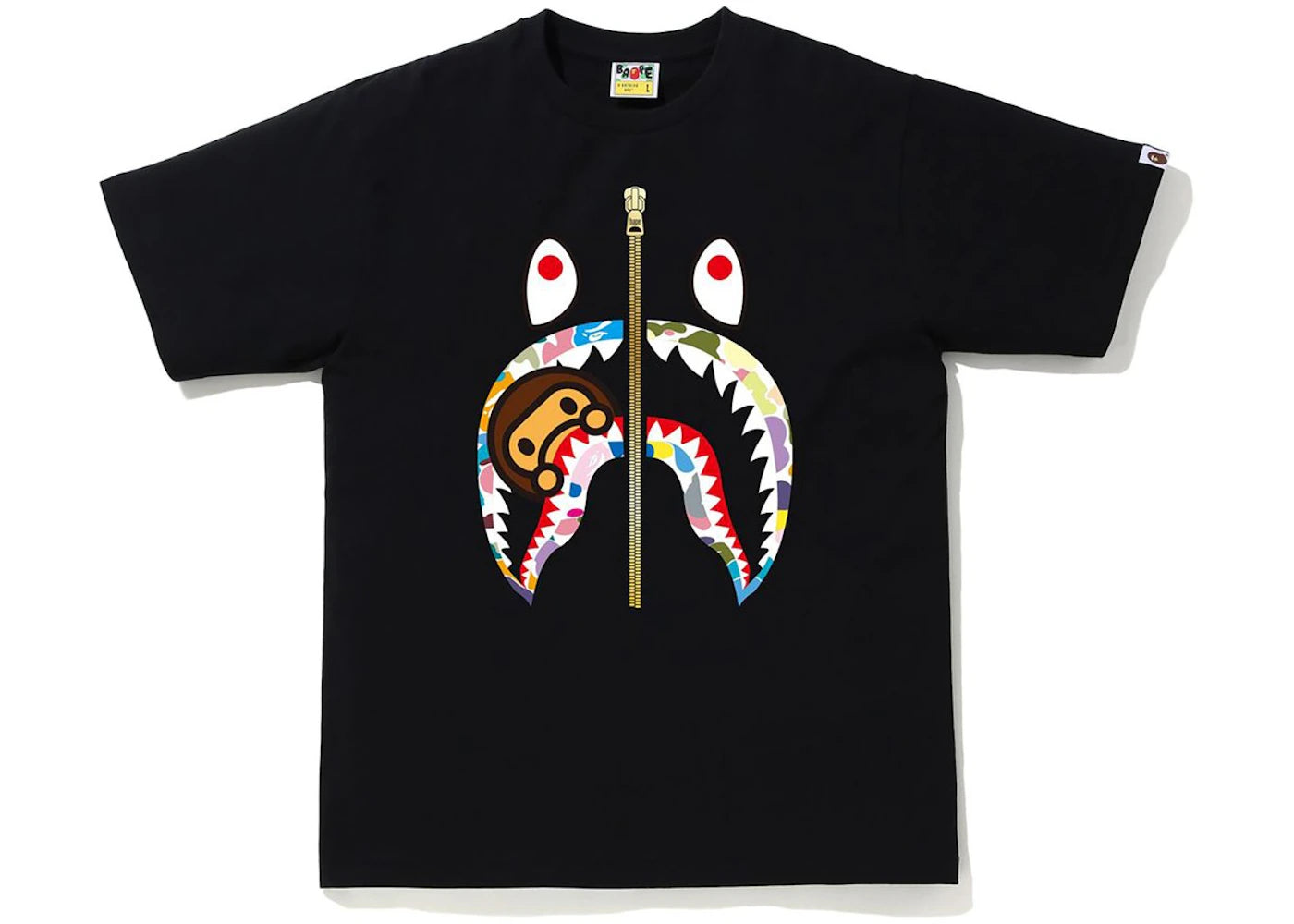 BAPE Multi Camo Milo Shark Tee (FW20) Black