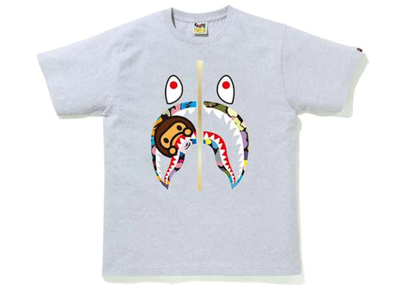 BAPE Multi Camo Milo Shark Tee Gray