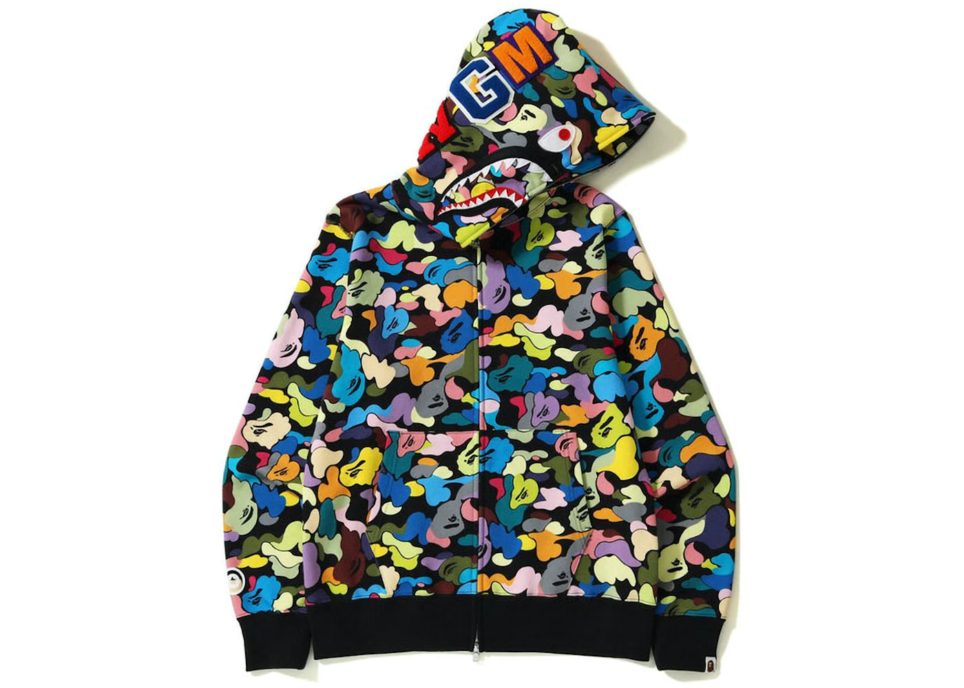 BAPE Multi Camo Shark Full Zip Hoodie (SS23) Black