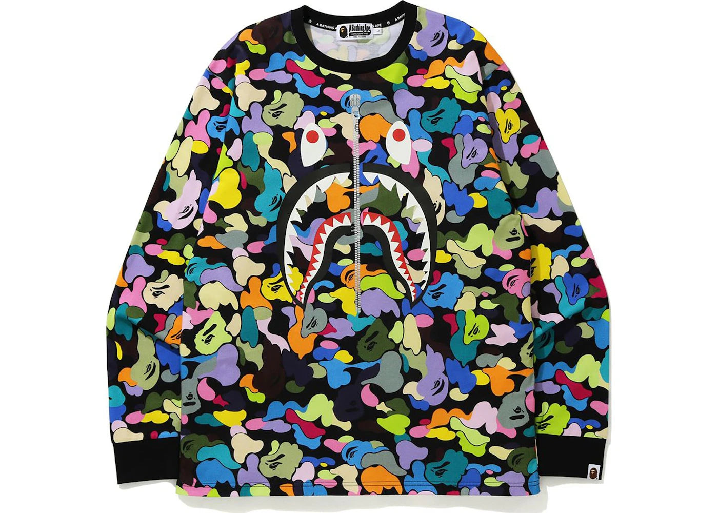 BAPE Multi Camo Shark L/S Tee Black