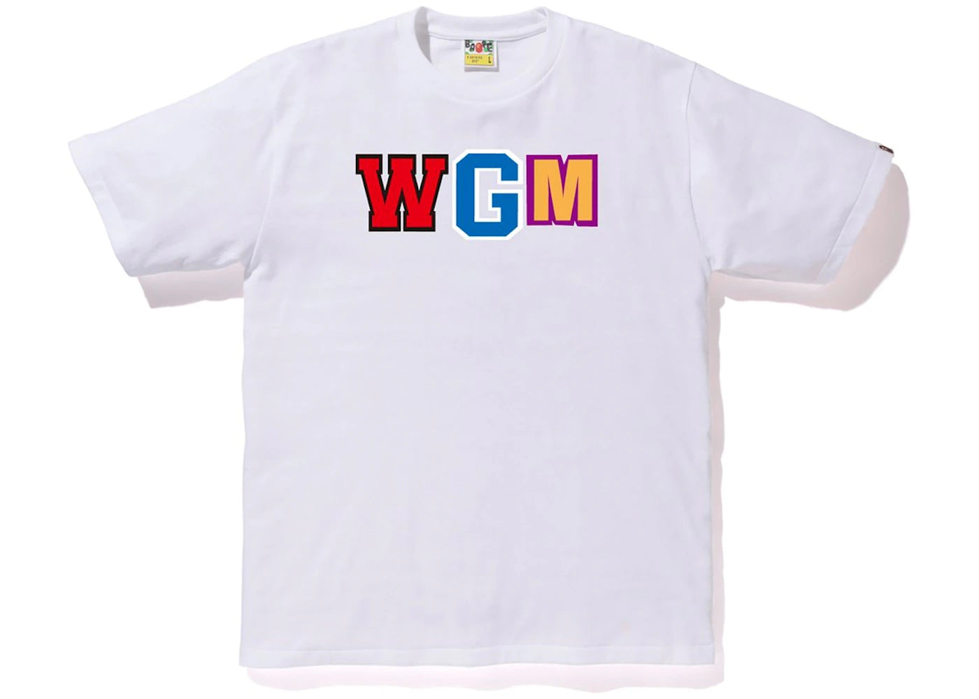 BAPE Multi Camo WGM Milo Gold Zip Shark Tee White