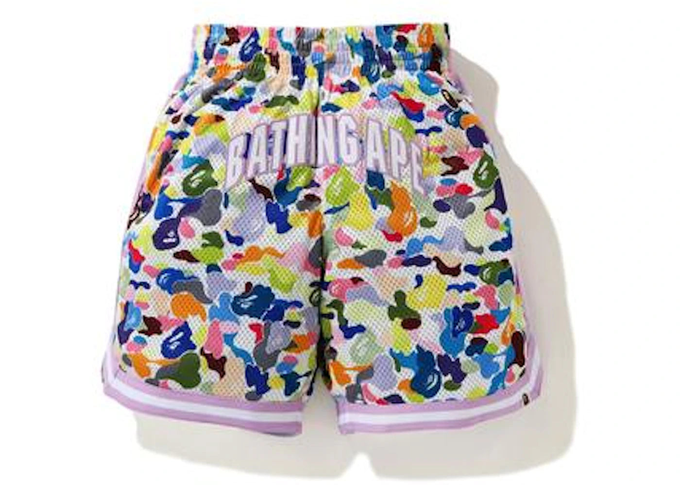 BAPE Multi Camo Wide Basketball Shorts White