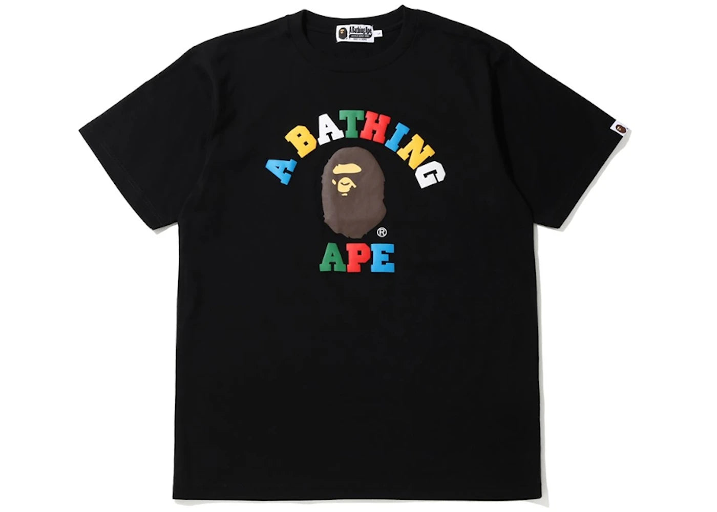 BAPE Multi Color Letters College Tee Black
