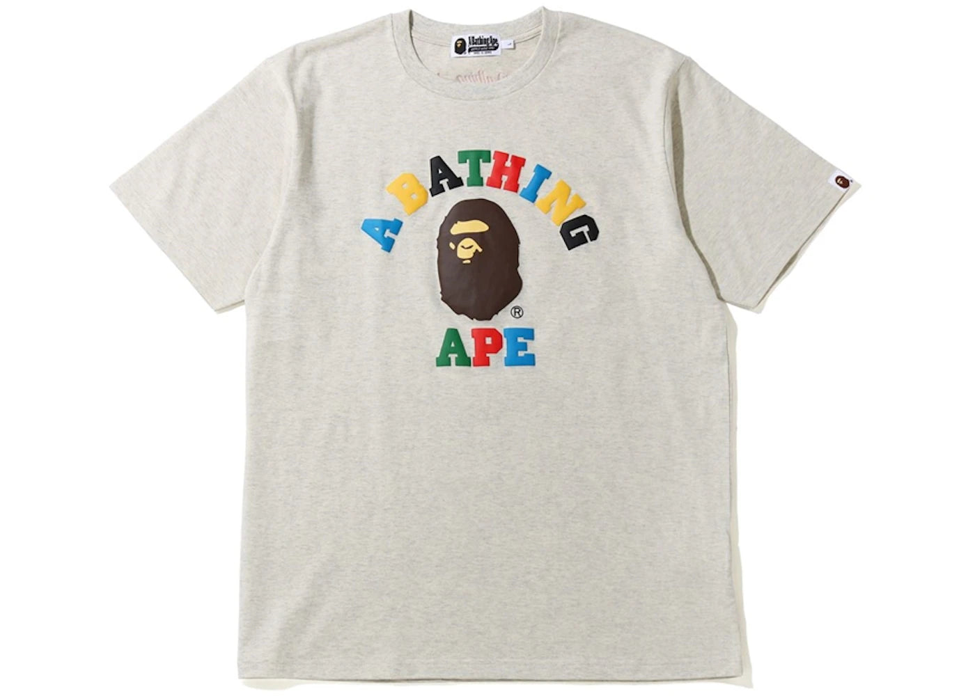 BAPE Multi Color Letters College Tee Grey