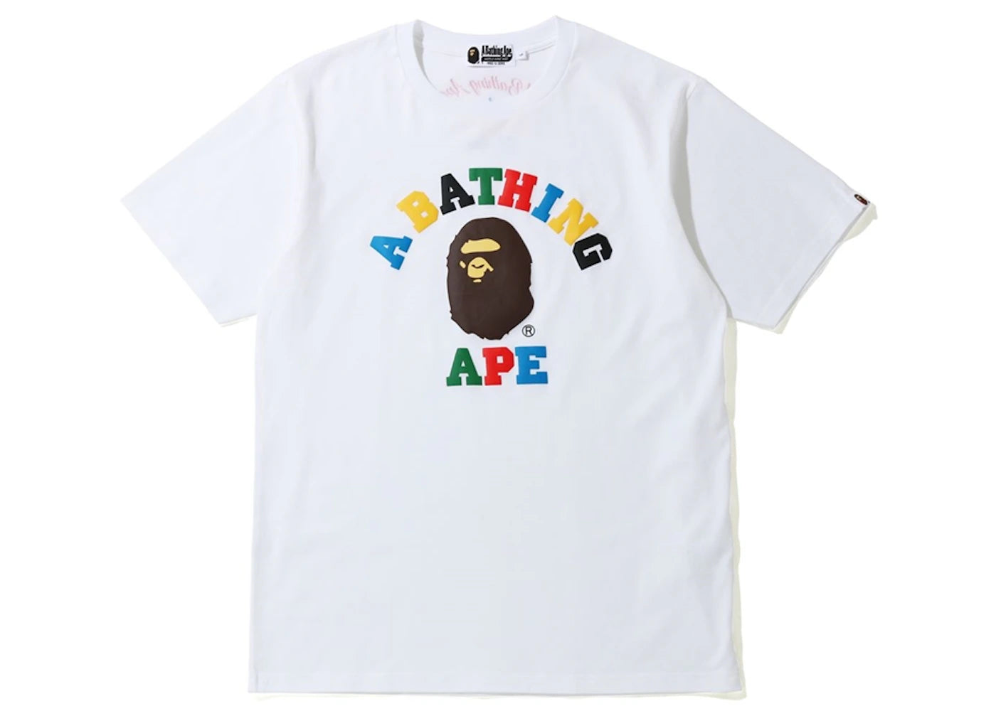 BAPE Multi Color Letters College Tee White