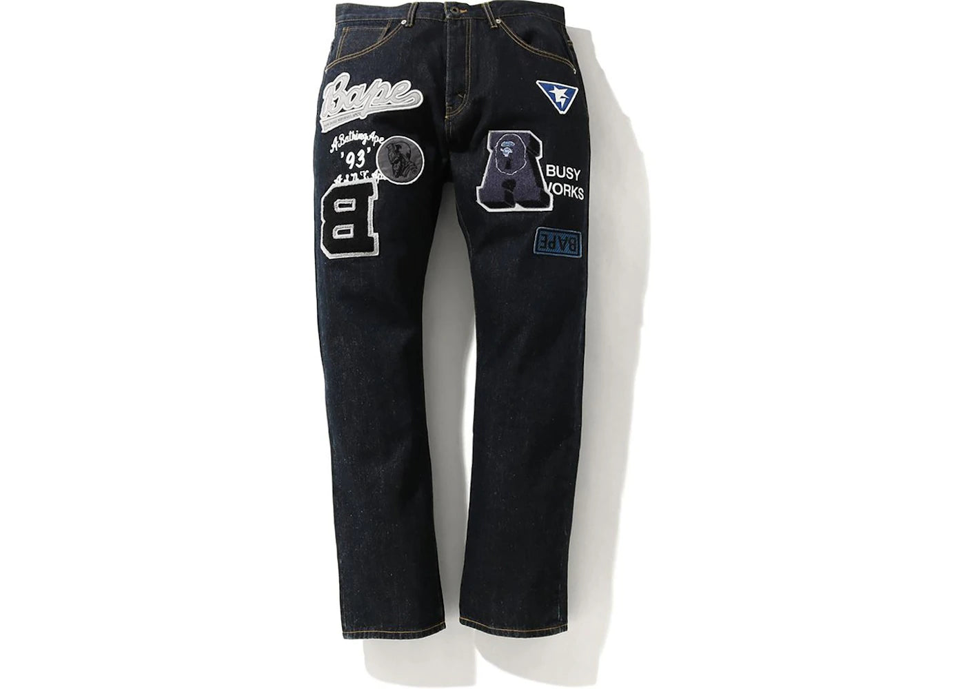 BAPE Multi Emblem Denim Pants Indigo