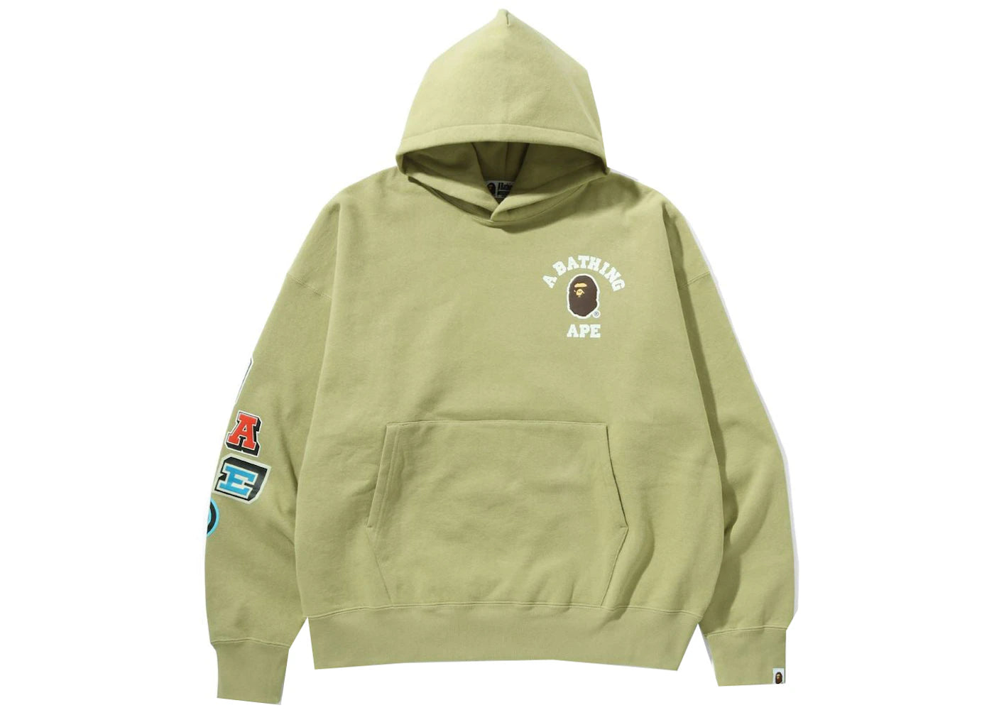 BAPE Multi Fonts Loose Fit Pullover Hoodie Beige