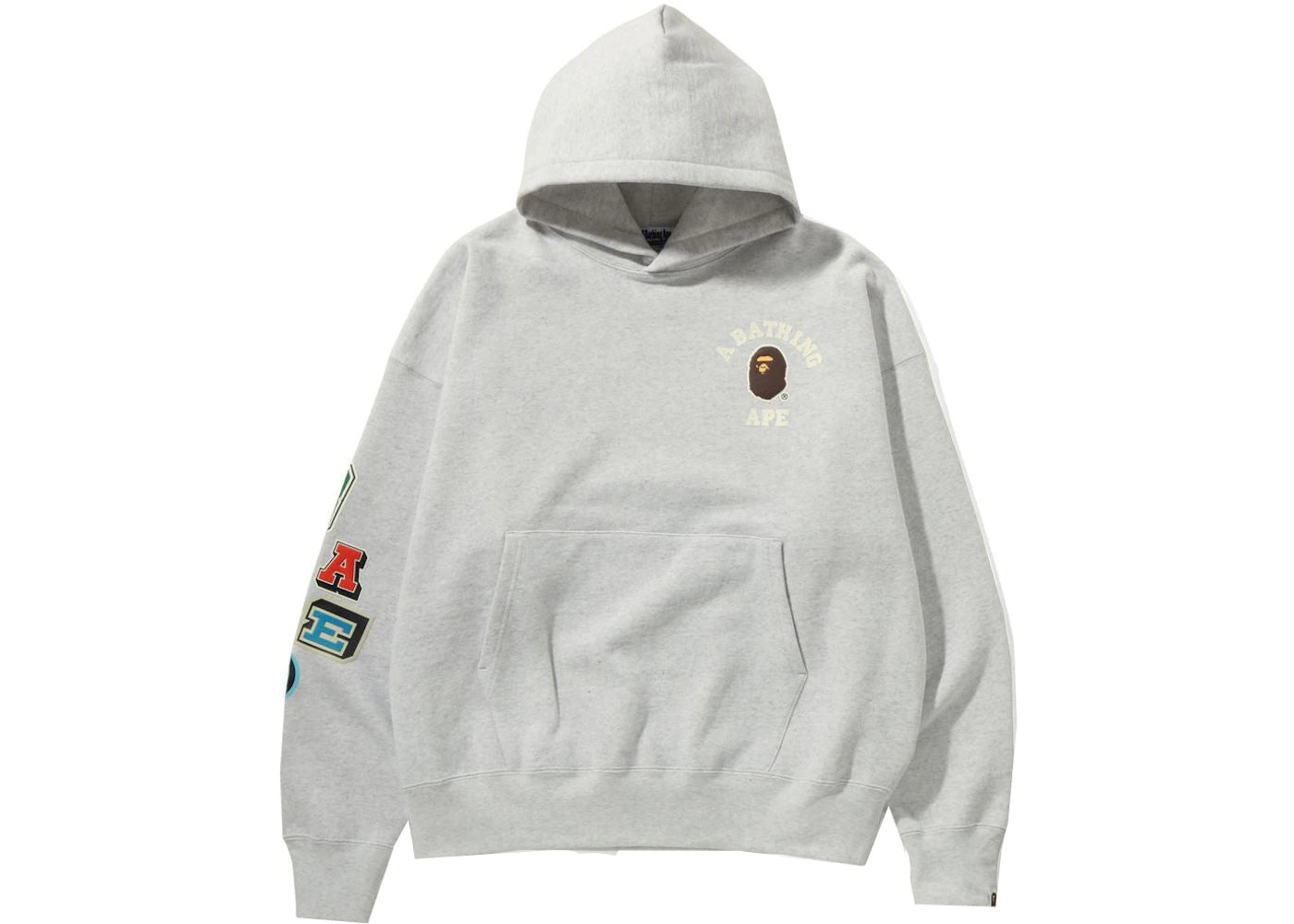 BAPE Multi Fonts Loose Fit Pullover Hoodie Gray