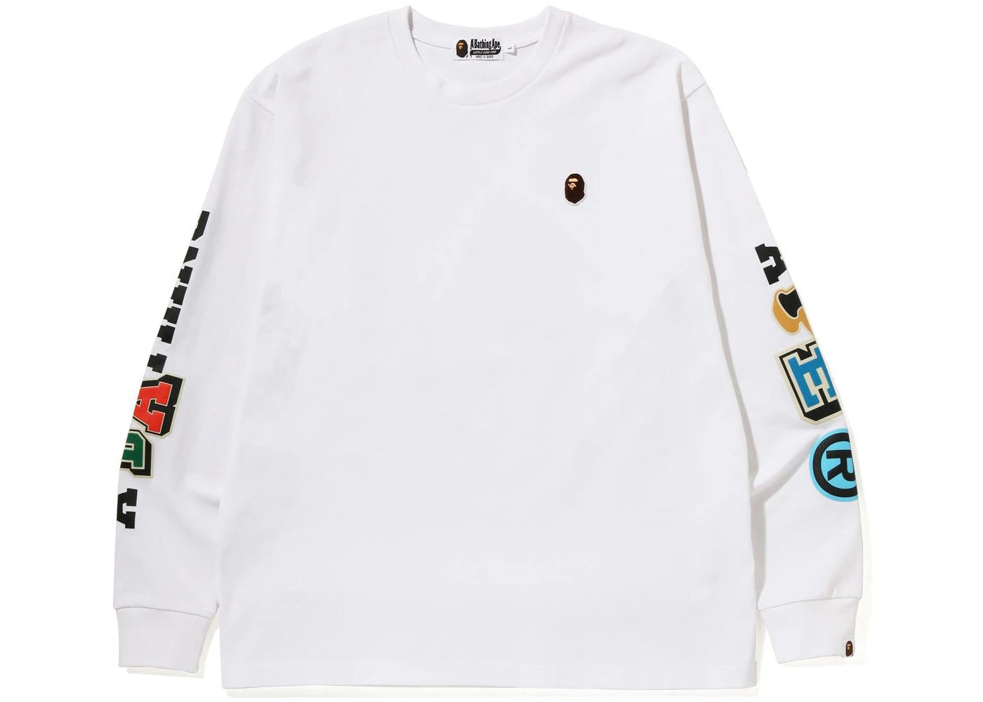 BAPE Multi Fonts Relaxed Fit Heavyweight L/S Tee White