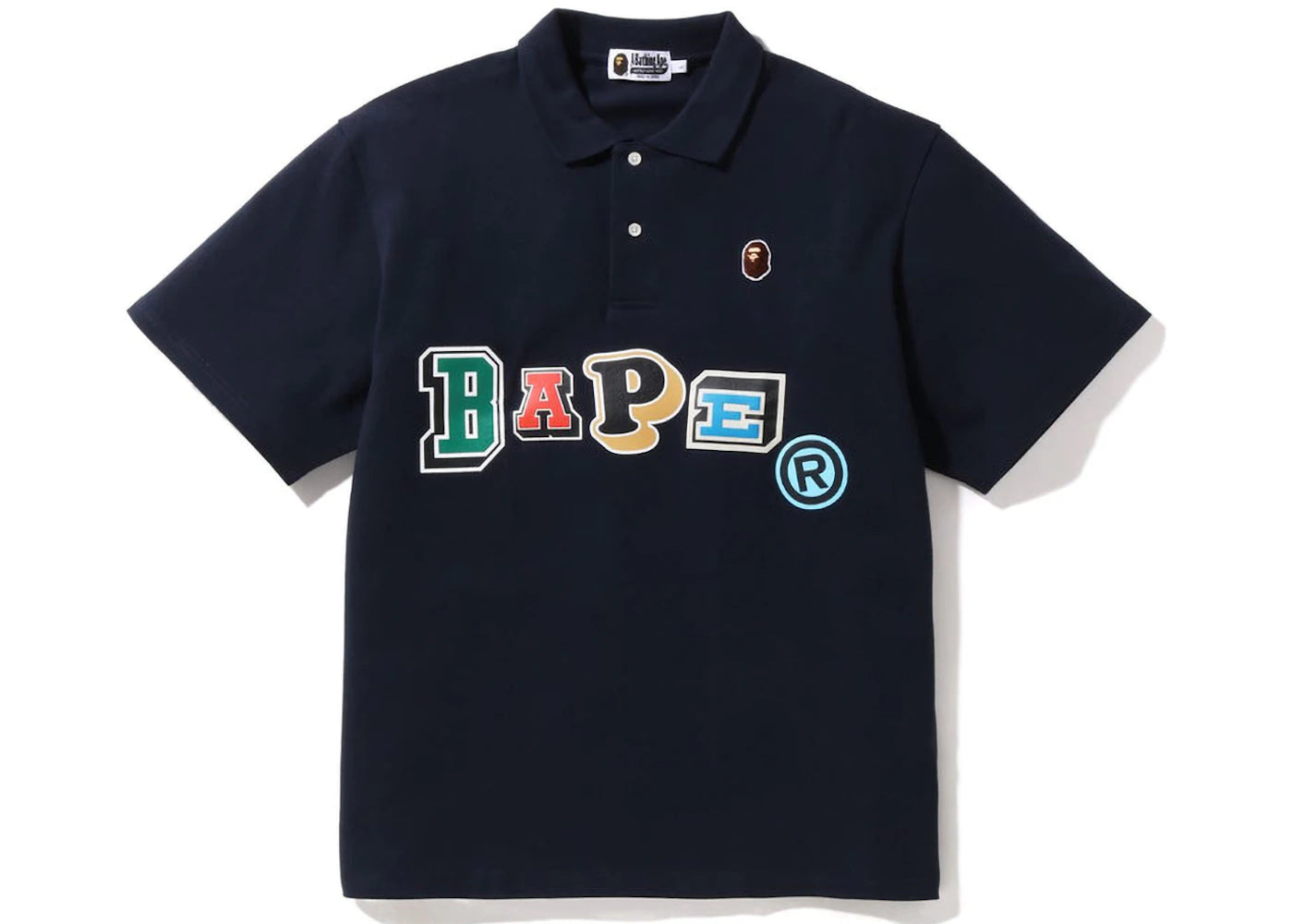 BAPE Multi Fonts Relaxed Fit Polo Navy