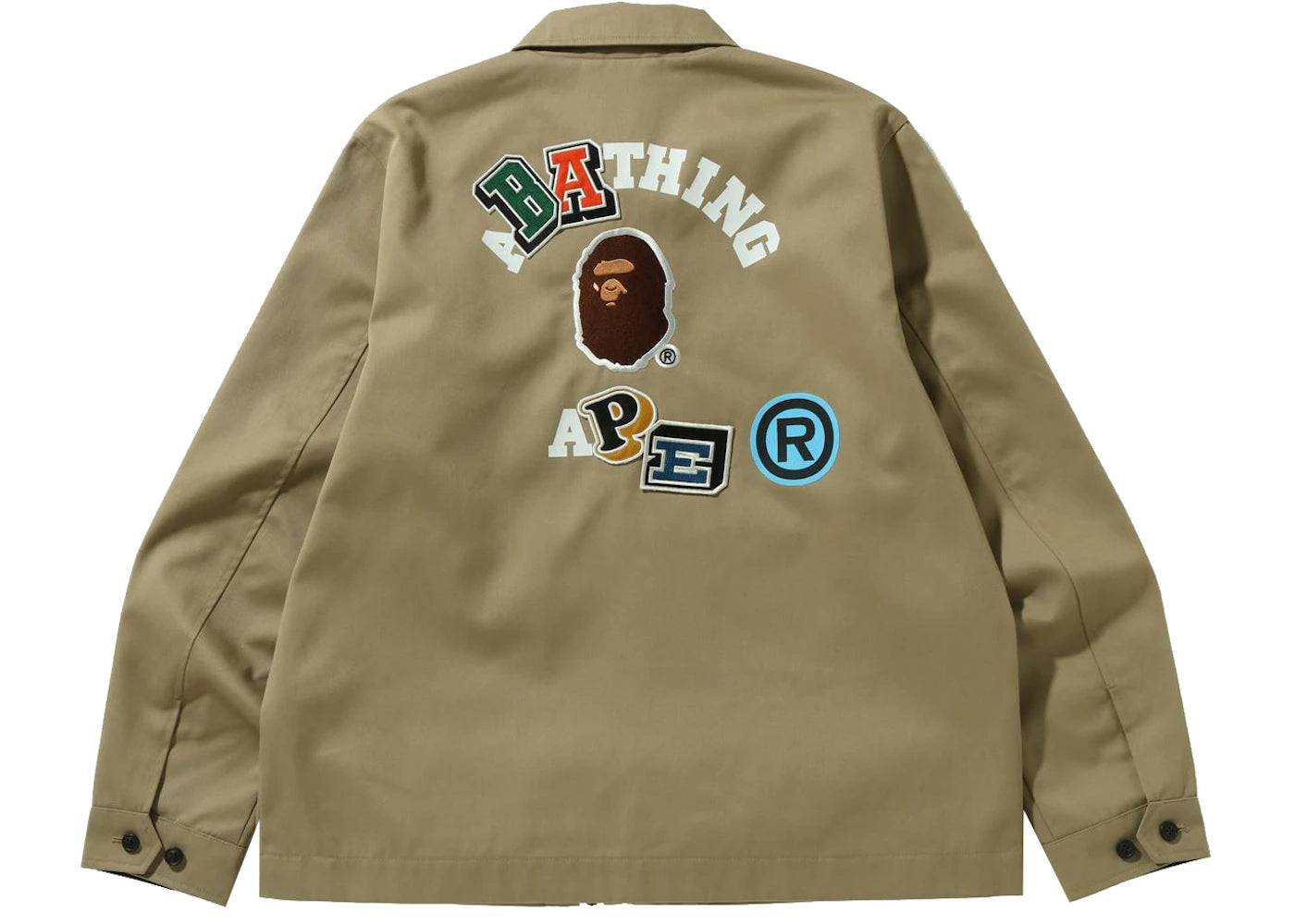 BAPE Multi Fonts Relaxed Fit Zip Jacket Beige