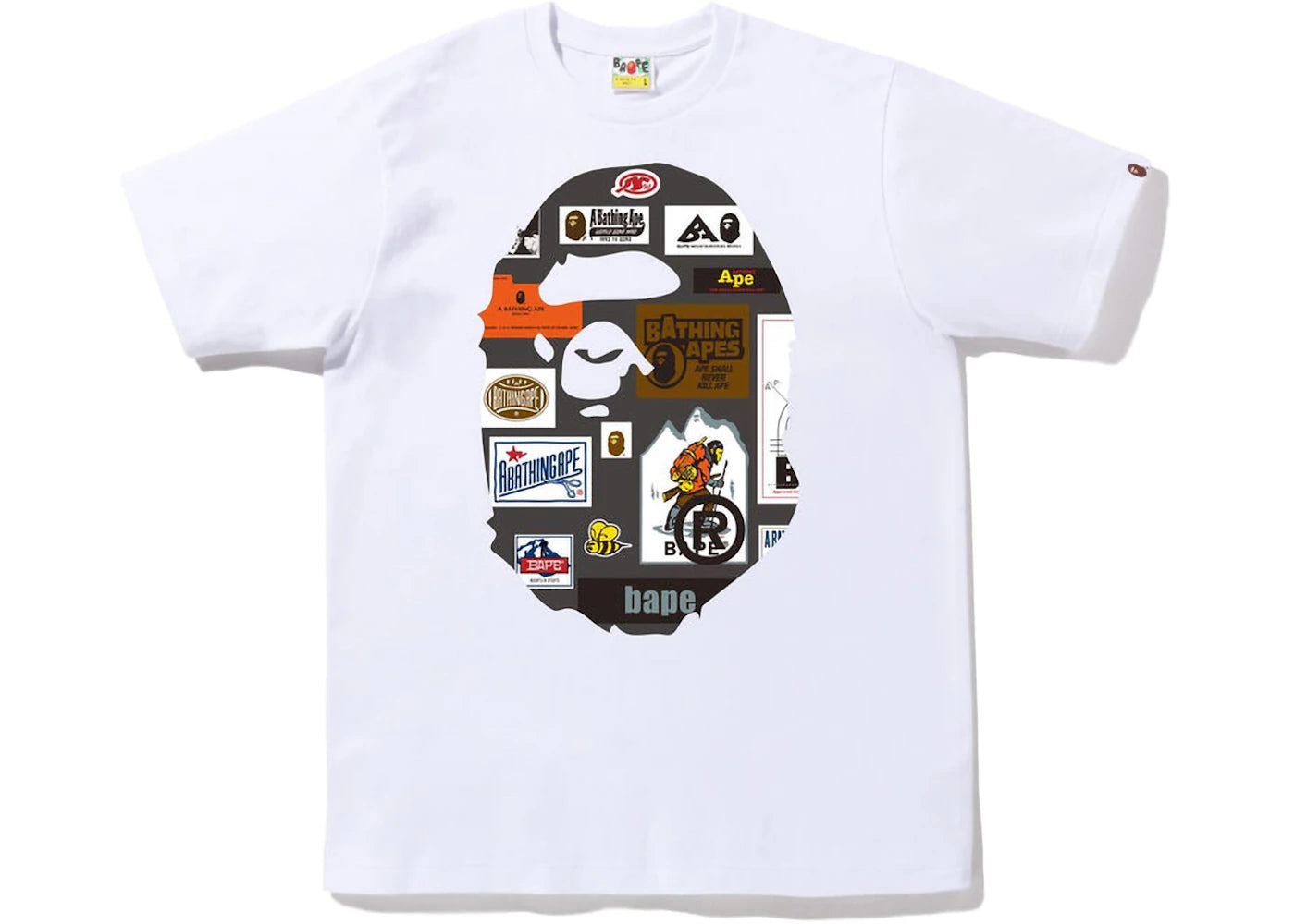BAPE Multi Label Big Ape Head Tee White