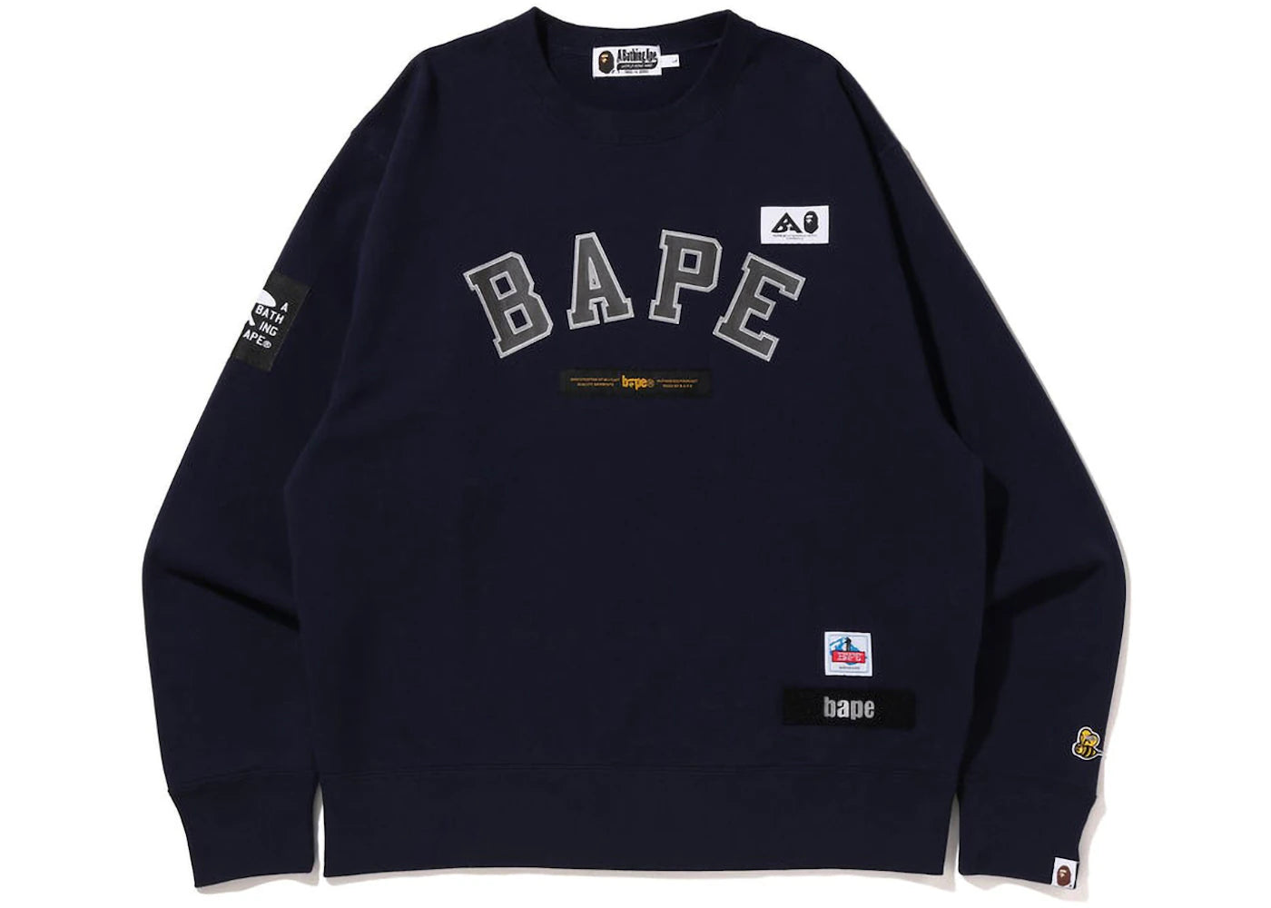 BAPE Multi Label Relaxed Fit Crewneck Navy
