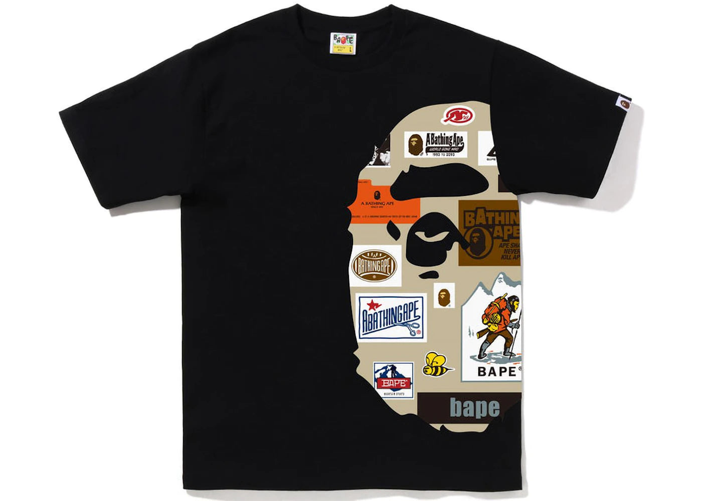 BAPE Multi Label Side Big Ape Head Tee Black