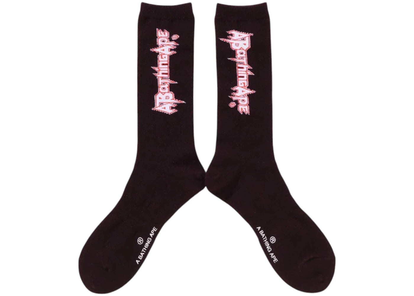 BAPE Multi Logo Long Socks Burgundy