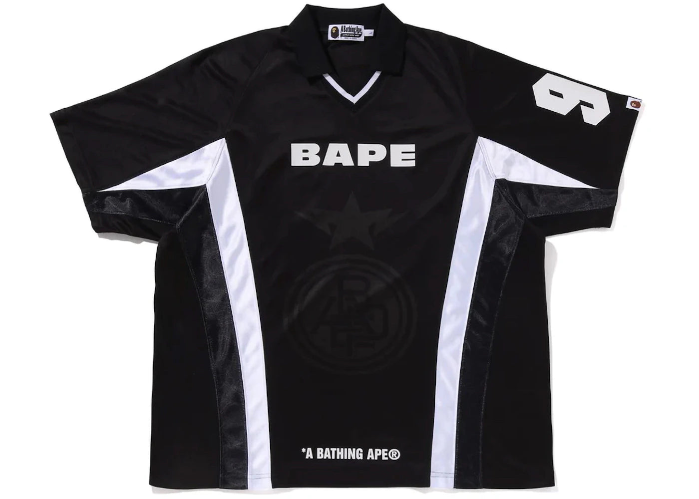 BAPE Multi Logo Relaxed Fit Soccer Jersey Black