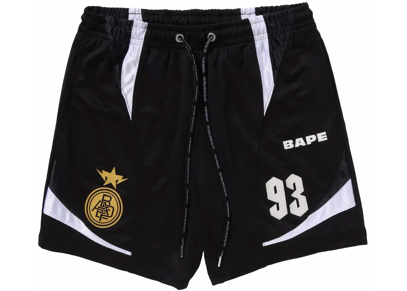 BAPE Multi Logo Relaxed Fit Soccer Shorts Black