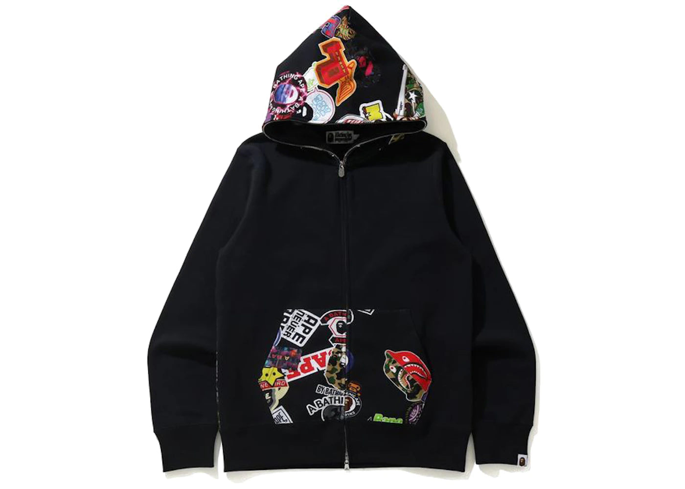 BAPE Multi Motif Print Full Zip Hoodie Black