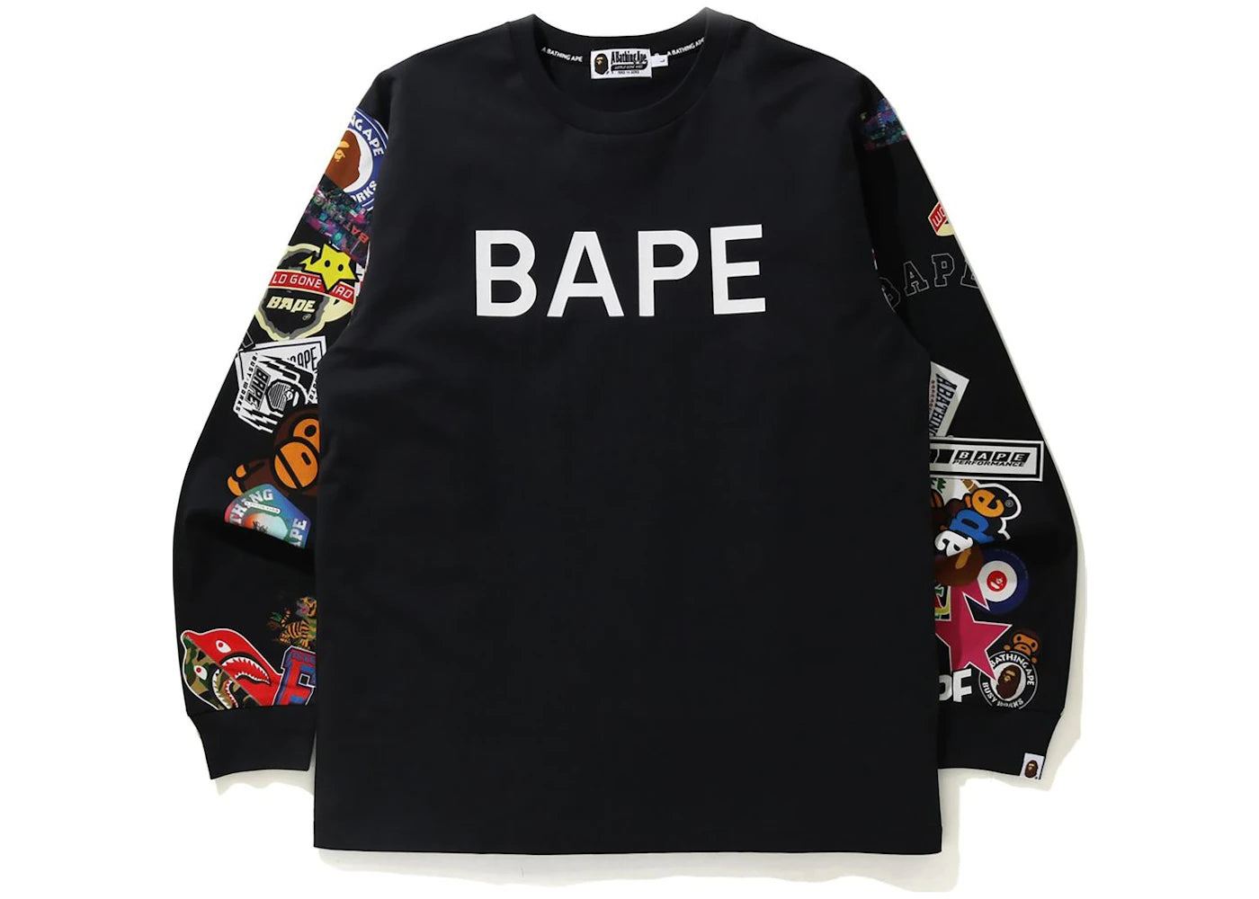 BAPE Multi Motif Print Relaxed L/S Tee Black