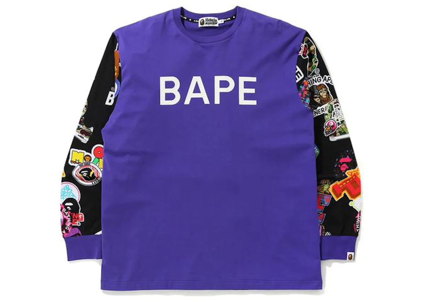 BAPE Multi Motif Print Relaxed L/S Tee Purple