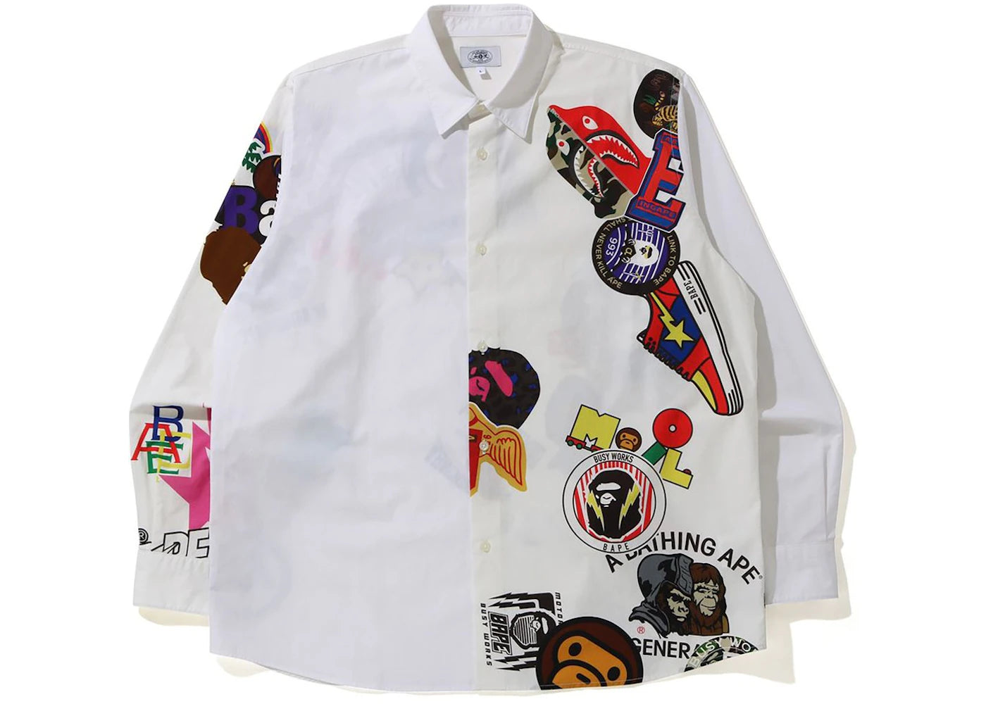 BAPE Multi Motif Print Relaxed Shirt White