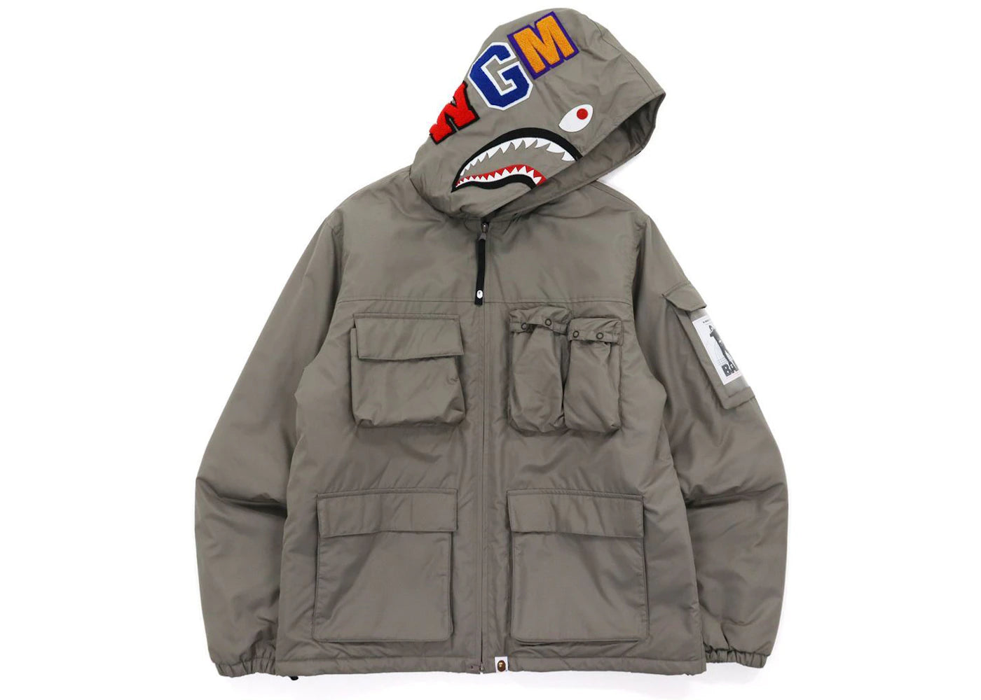 BAPE Multi Pocket Shark Hoodie Jacket Gray