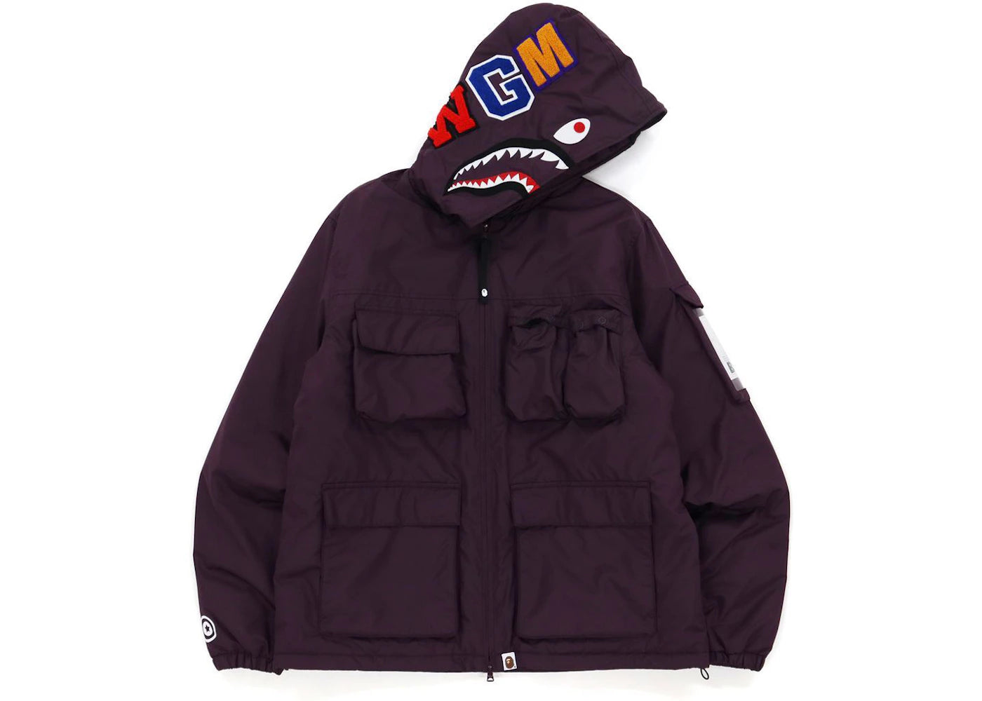 BAPE Multi Pocket Shark Hoodie Jacket Purple